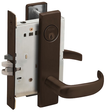 SCHLAGE Grade 1 Storeroom Mortise Lock, Conventional Cylinder, S123 Keyway, 17 Lever, L Escutcheon, Aged Bro L9080P 17L 643E
